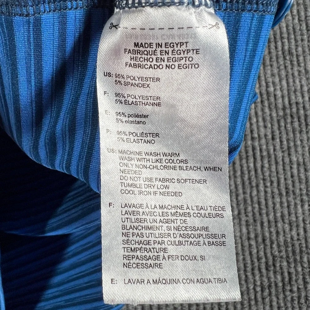 Adidas Polo Shirt Mens Medium Blue Striped Short Sleeve Golf Outdoor Casual